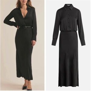 Favorite Daughter Take me Seriously Long Black Collar Work Dress Size L